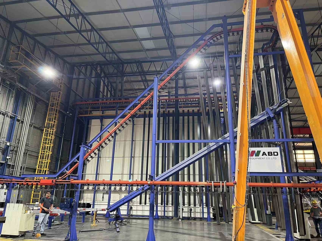 CE Certification Electricstatic Spraying Customized Voltage Vertical Powder Coating Line For Aluminium Profiles