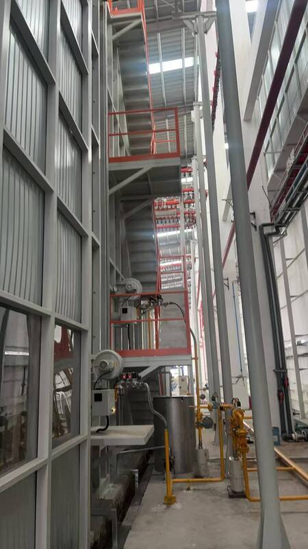Vertical Powder Coating Line for Aluminum Profiles with Integrated Pretreatment Spray